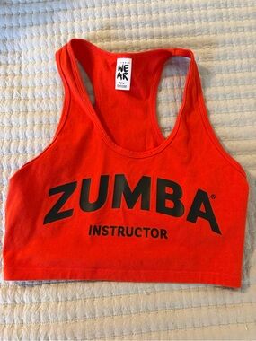Zumba Fitness Bright Orange Racerback Crop Tank with Black Logo